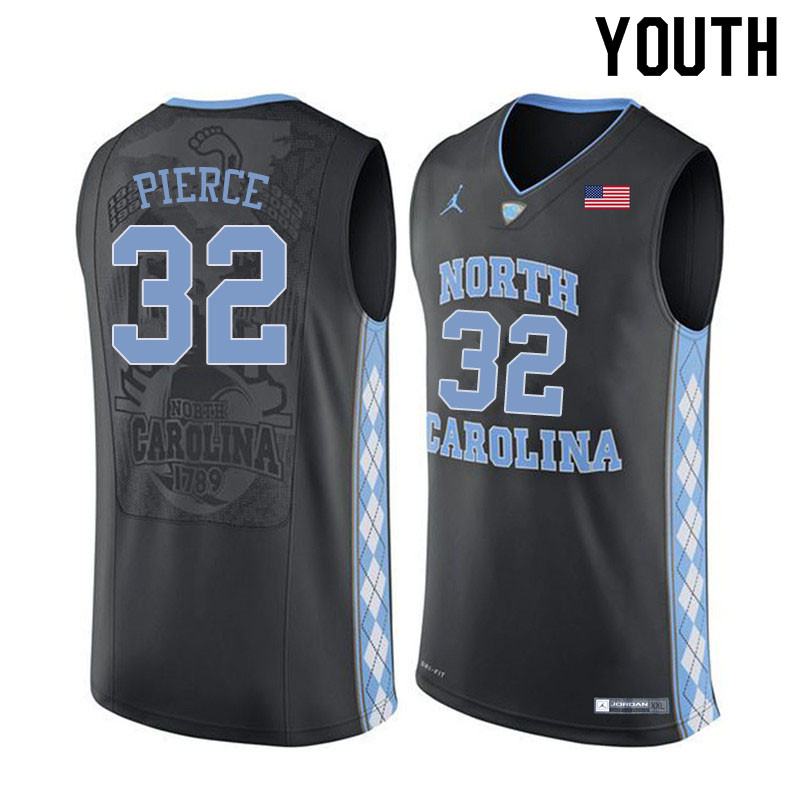 Youth #32 Justin Pierce North Carolina Tar Heels College Basketball Jerseys Sale-Black